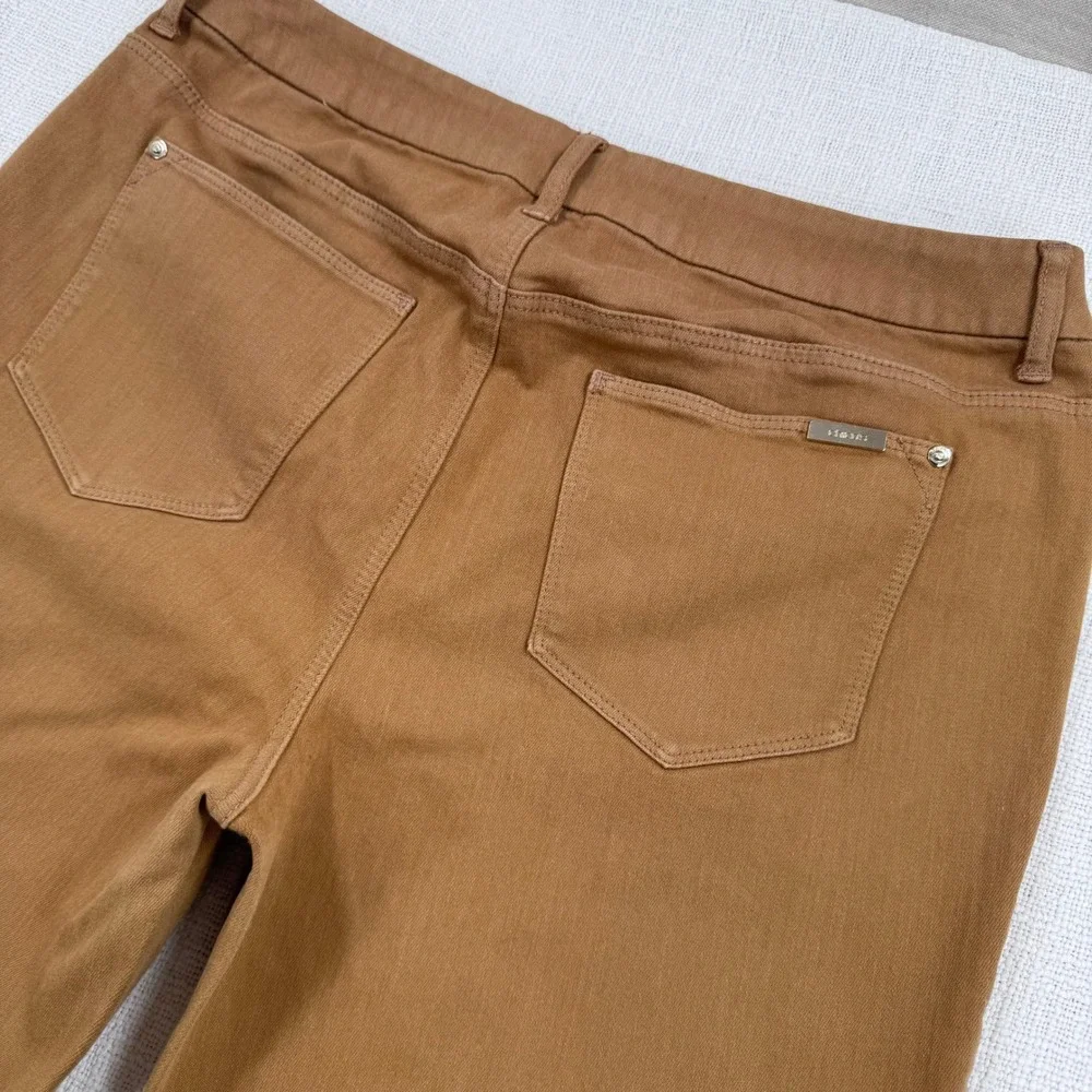 Chicos So Slimming Girlfriend Ankle Pants Brown Petite 1P‎ Cotton Blend Stretch